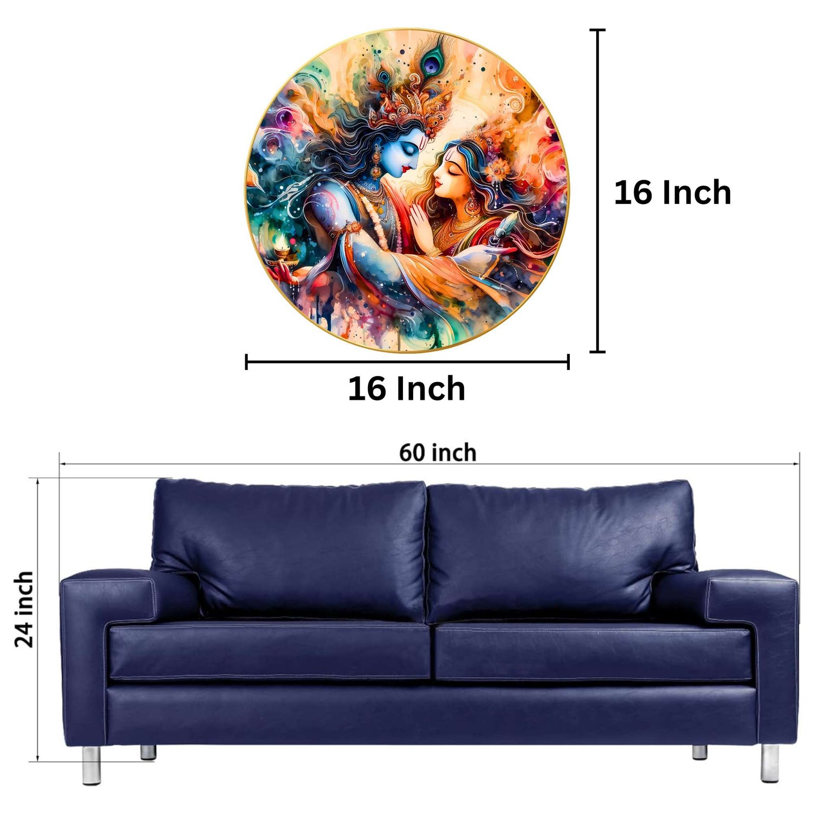 Wall Painting for Wall Decoration with Frame Sparkle Glossy Round Golden Framed Large Painting Office, Living Room, Bedroom, Home Decoration - Image 2