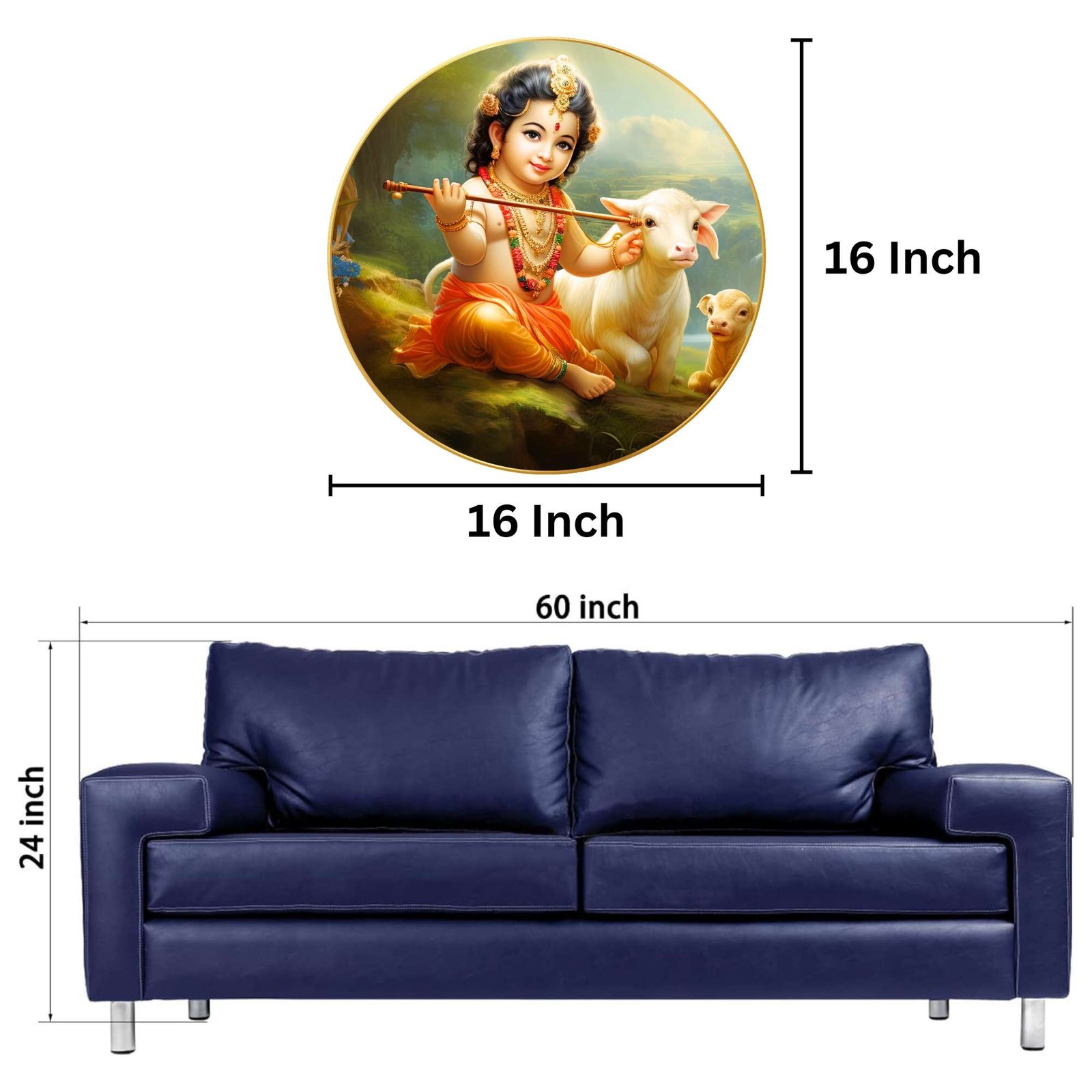 Wall Painting for Wall Decoration with Frame Sparkle Glossy Round Golden Framed Large Painting Office, Living Room, Bedroom, Home Decoration - Image 3